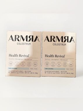 Armra Colostrum Unflavored Health Drink powder individual sticks.  2 boxes of 30